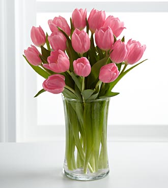 Pink Prelude Tulip Bouquet with FREE Glass Vase