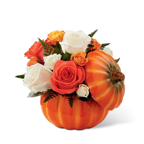 The FTD® Bountiful™ Rose Bouquet - PUMPKIN CONTAINER INCLUDED